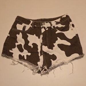 SHEIN Brown and White Jean Shorts